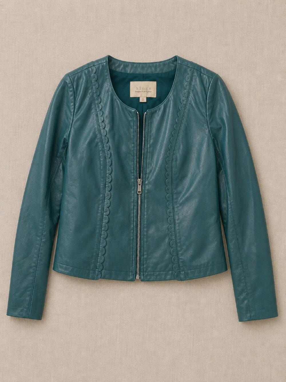 Anthropologie 100% Leather Moto Jacket Small Green Army Wives Coastal Chic